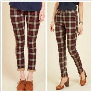 70s style Sunny Girl Skinny Plaid Pants from Modcloth